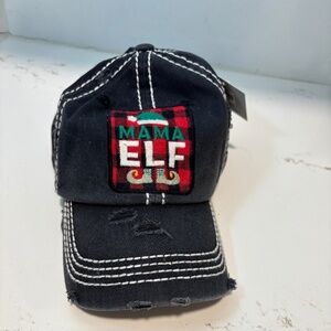 NWT Women's Mama Elf Washed Distressed Baseball Cap Adjustable